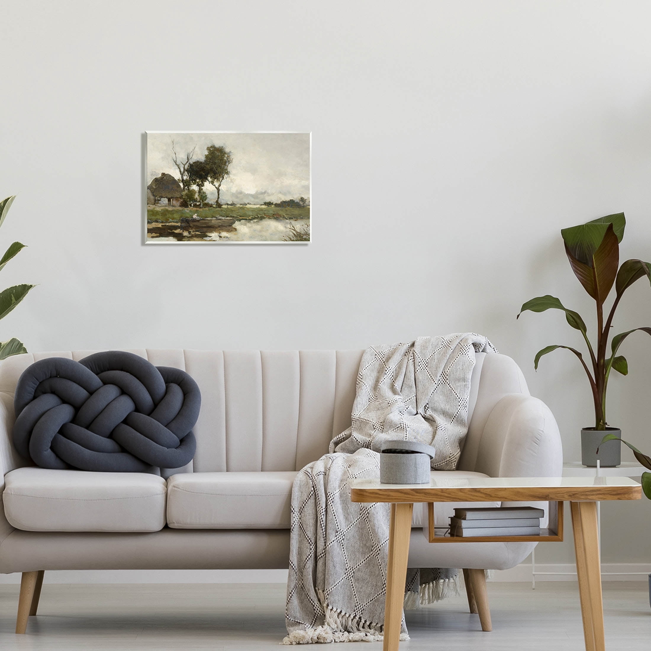 Boat on River Classic Scene Landscape Painting Unframed Art Print Wall Art