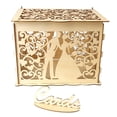 thumbnail image 1 of Wooden Wedding Storage Box DIY Wedding Supplies Box for Wedding Party (1 Key + 12 Rubber Rings, Large Size), 1 of 7