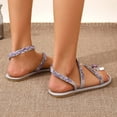 thumbnail image 6 of HAOTAGS Womens's Casual Walking Sandals Clip Toe Flower Plus-size Summer Flat Sandals Purple Size 8.5, 6 of 8