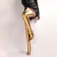 thumbnail image 5 of Women's Metallic Over The Knee Boots Pointed Toe High Heels Thigh High Stilettos Boots, 5 of 8