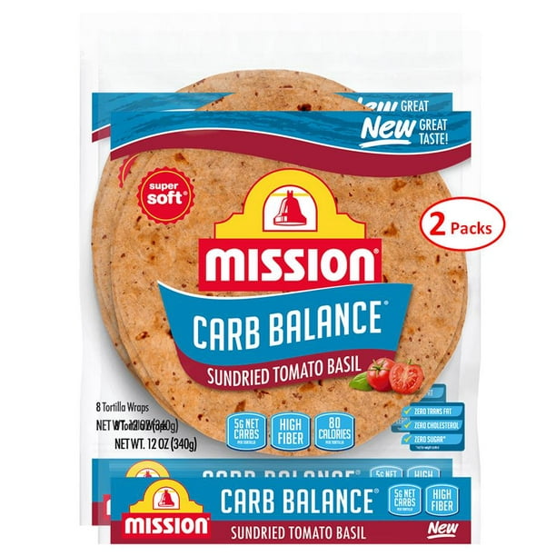 Mission Carb Balance 8" Sundried Tomato Basil Tortilla Wraps Low Carb