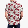 thumbnail image 4 of Balery Leaves And Anemone Flowers In Red Grey Printed Men’s Short Sleeve Polo Shirt, Midweight Men's Shirt,Golf Polo shirts -Small, 4 of 8