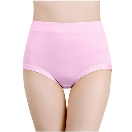 Jalioing Underwear Panties for Women Stretch High Waist Satin Panty Solid Color Ultra-Thin Traceless Briefs (XX-Large  Pink)