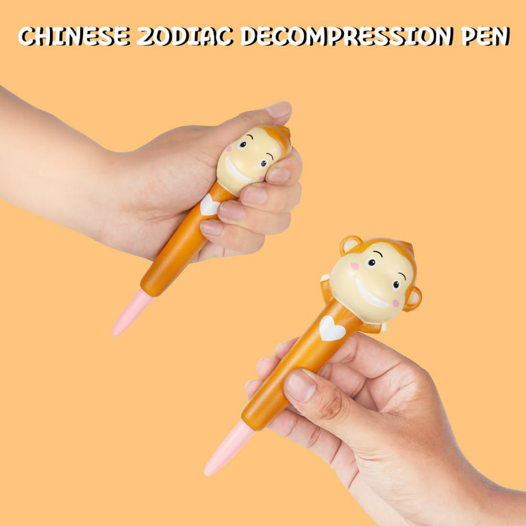 QISIWOLE Squishy Cute Cartoon Gel Ink Pens,Cartoon Animal Pen Cute Sponge  Pens Anxiety Relief Ballpoint Pens for Kids Students School Office Supplies  