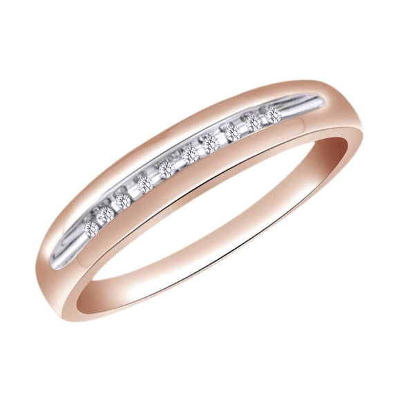 AFFY Round Cut White Natural Diamond Men's Band Ring In 10k Rose Gold (0.25 cttw) Ring Size-4