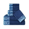 thumbnail image 2 of Superior Wisteria Floral Cotton 8 Piece Assorted Towel Set, Navy Blue, 2 of 8
