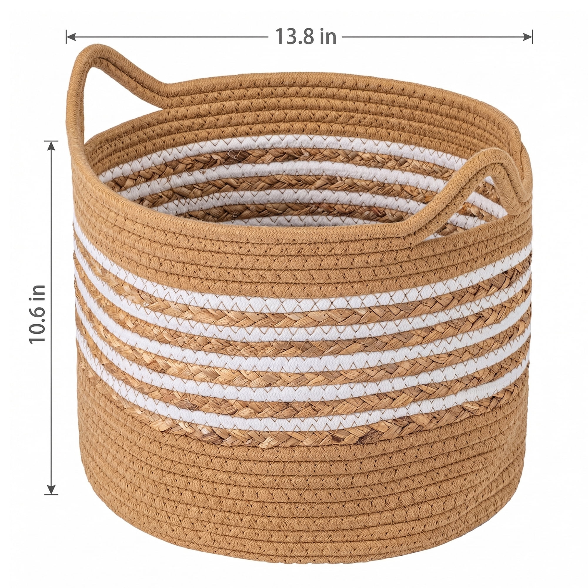 Unique Bargains Multiple Use Woven Storage Bin for Home Light Brown 13.8*13.8*10.6in