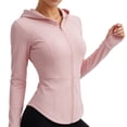 thumbnail image 5 of Bosfbaoi Women's Hooded Full Zip Long Sleeve Athletic Jacket, Slim Fit Stretchy Breathable Workout Top, Curved Hem Thumbhole Outerwear for Yoga Gym Daily, 5 of 7