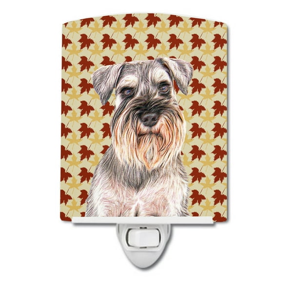 Fall Leaves Schnauzer Ceramic Night Light