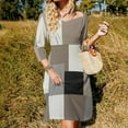 thumbnail image 3 of Geometric Abstract Art Black Brown Grey Flare Dress Square Neck Dress Elegant Female Fashion Printed Dress, 3 of 9