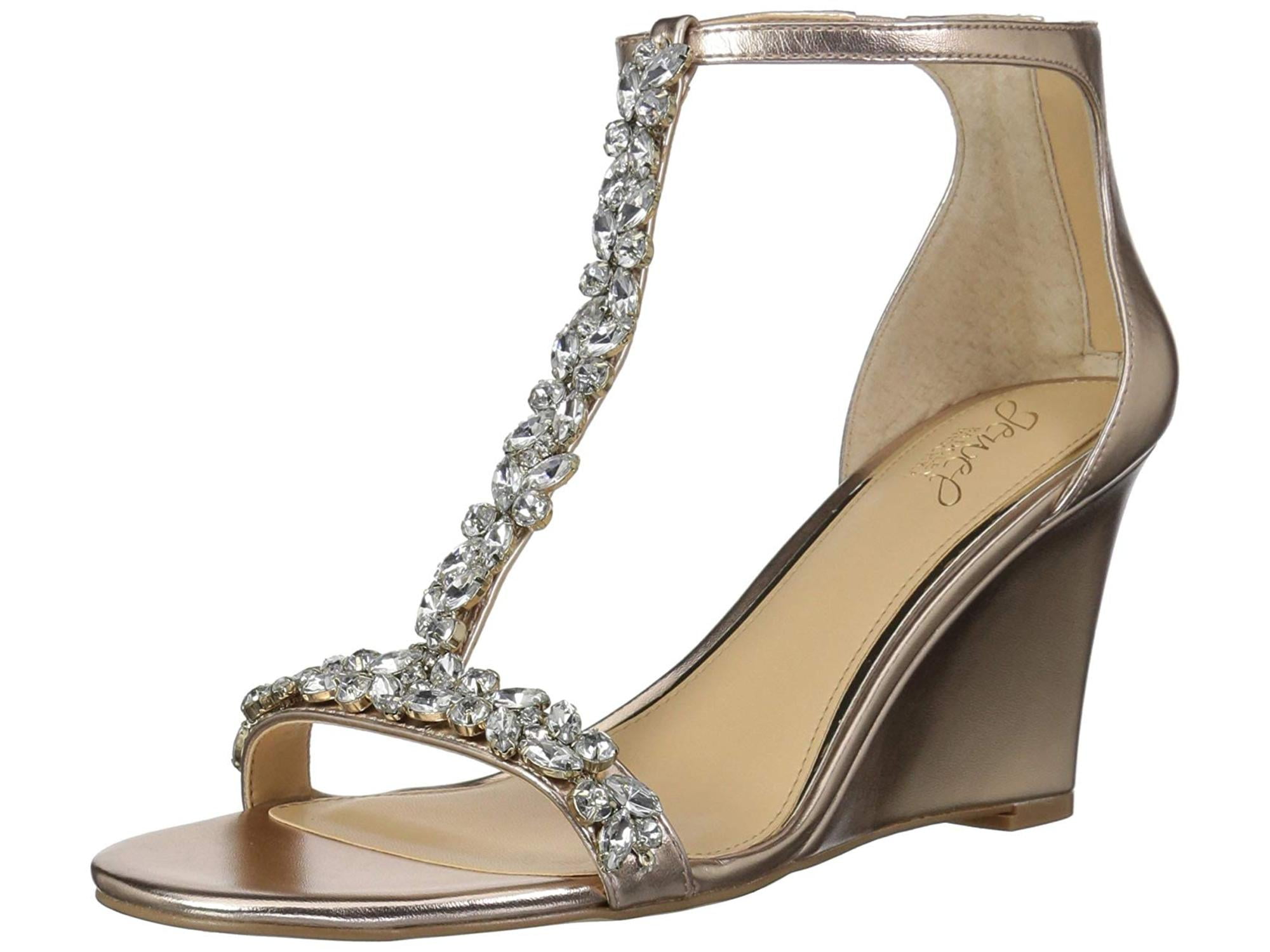 badgley mischka winter strappy wedge pump