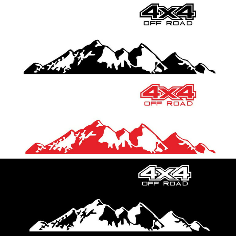 Eccomum Car Stickers 4X4 Off Road(44*17cm)+Mountain Graphic Decal(150*27cm)  Sticker for Car Truck Exterior Accessories