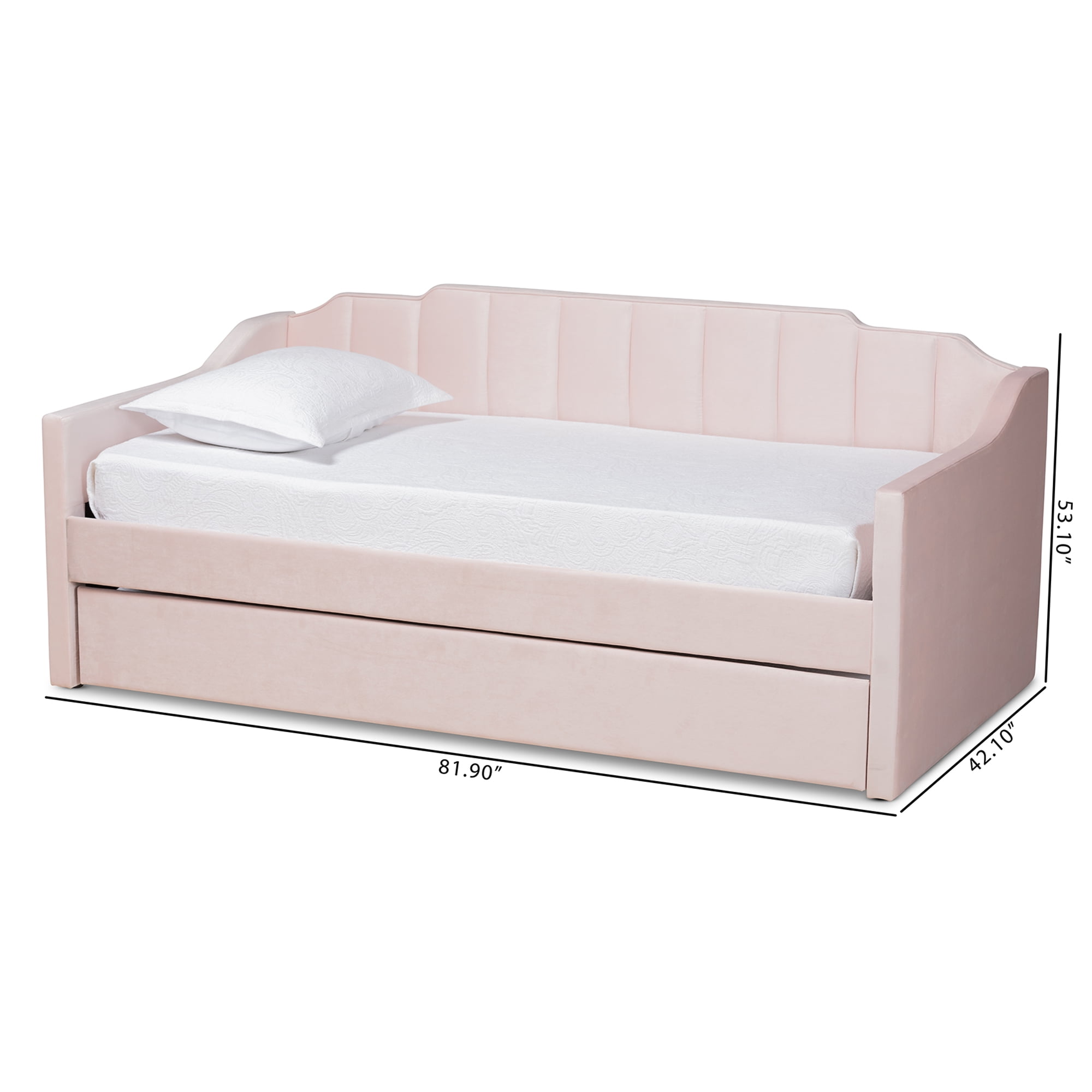 Baxton Studio Lennon Modern Engineered Wood with Trundle Daybed, Twin, Pink