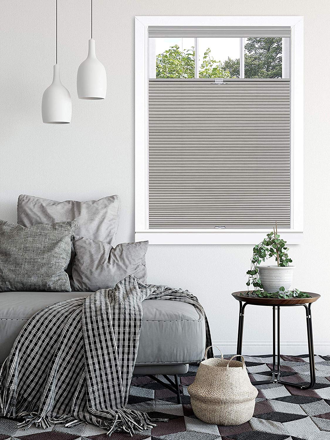 Achim Home Furnishing Window Blinds: Cordless Top-Down Bottom-Up Honeycomb Window Shade (Dove Grey, 33" x 64")