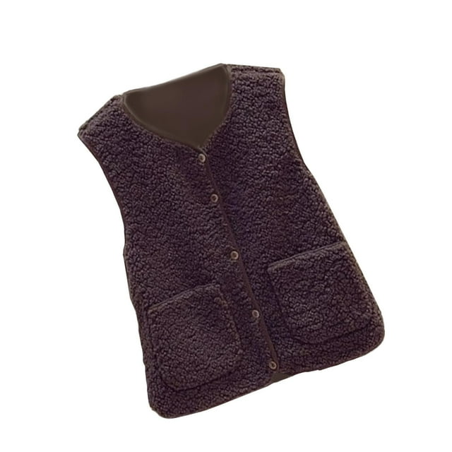 Chaleco polar para mujer, cálido, moderno, ligero, informal, para otoño Café