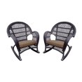 thumbnail image 1 of Jeco Wicker Rocker Chair in Espresso with Brown Cushion (Set of 2), 1 of 2