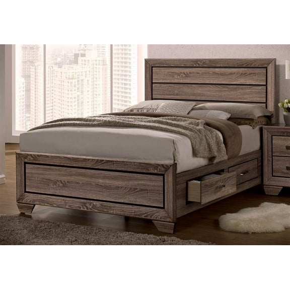 Storage Bed with Panel Design and Storage Footboard (Queen)