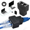 thumbnail image 1 of Adaptateur Répartiteur Rj45 1 à 2 Ports Femelle à Femelle Connecteurs de Réseau d'Extension Internet Supporte Câble Ethernet Cat5 Cat5e Cat6 Cat6e Cat7, Noir, 1 of 7