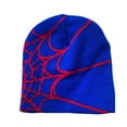 thumbnail image 1 of Transemion Stylish Spider Web Beanie Hat For Trendy Winter Fashion Unisex Spider Web Hats blue red, 1 of 6