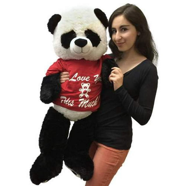 3 Foot Giant Stuffed Panda 36 Inch Soft Wears Removable Tshirt I Love You This Much