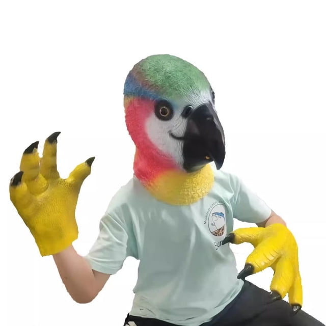 Máscara de cabeza de animal de loro de resina con garras para disfraz de Halloween