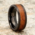 thumbnail image 3 of Metal Masters Mens Whiskey Barrel Oakwood Tungsten Carbide Ring Wedding Band Black Inlay 8mm, 3 of 5