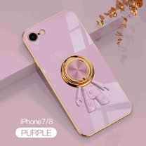 Nalacover Slim Case for iPhone 7/8/SE 2020/SE 2022,Cute Cartoon 6D Plating Astronaut Hidden Magnetic Ring Kickstand Soft TPU Shockproof Corner Protection Drop Proof Edge Bumper Cover.Purple
