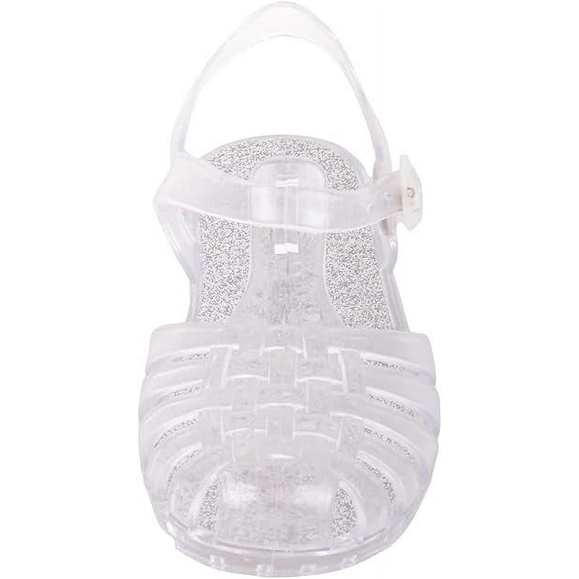 Childrens Kids Girls Glitter Sparkle Buckled Summer Holiday Beach Jelly Shoes Sandals32Clear