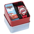 thumbnail image 5 of Accutime Cars Reloj analógico para niños con carcasa plateada, bisel rojo, correa roja, personaje oficial de Cars Lightning McQueen en la esfera, reloj Time-Teacher, seguro para niños, modelo: CZ1009, 5 of 5