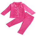 thumbnail image 1 of Toddler Baby Satin Silk Pajamas Set  Button-Down 2-Piece Sleepwear PJs for Kids, 1 of 6