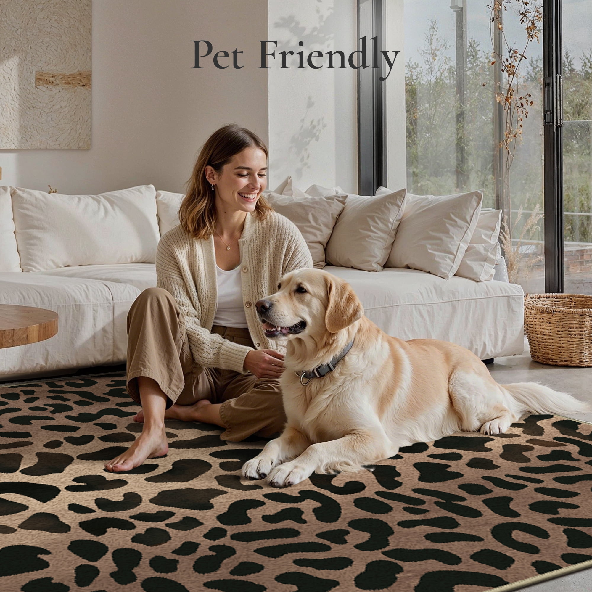 KUETH 2x3 Panthera Area Rugs Machine Washable Rugs for Living Room, Non Slip Flat Pile Rug with Rubber Backing, Modern Rug for Entryway Bedroom Dining Room Home Office