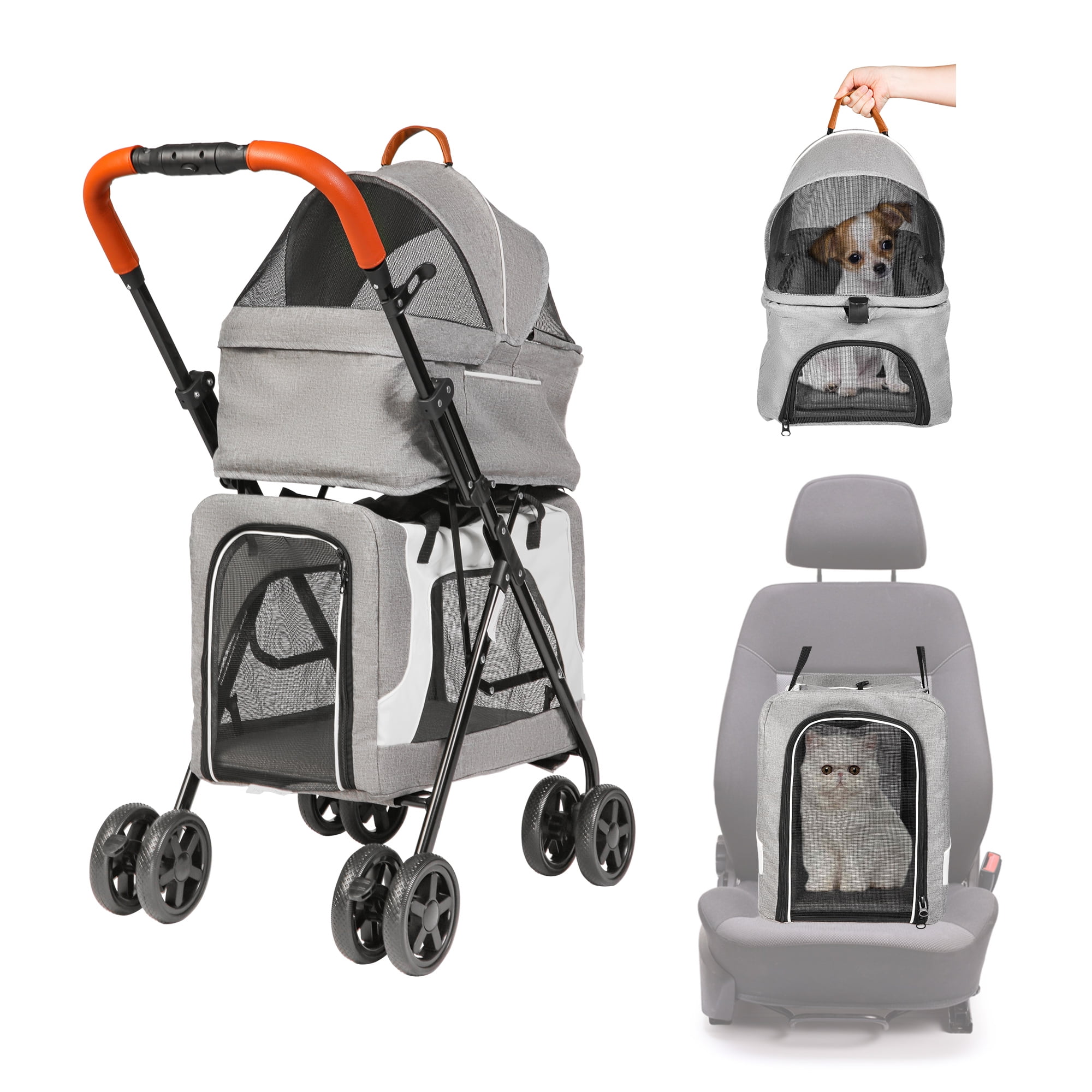 KARMAS PRODUCT Double Pet Stroller for 2 Dogs Cats Folding Portable