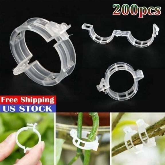 PURELY- 200Pcs Plant Support Clips Tomato Veggie Garden For Trellis Twine Green House