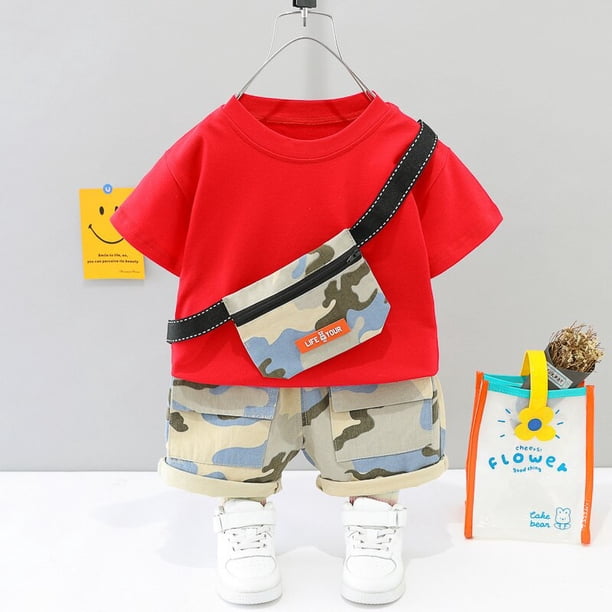 Ropa de verano para bebé, traje de Mickey Mouse para niños, camiseta de dibujos animados para niños y niñas, pantalones cortos, 2 unidades/conjunto, chándales informales para niños pequeños de 12M Gao Jinjia LED