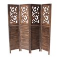 thumbnail image 1 of Benjara Traditional 4 Panel Room Divider with Slat Panelling, Brown, 1 of 2