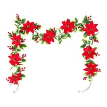 LanSuare 6.5FT Christmas Garland Decoration, Red Berry Garland with Red Flower, Artificial Berry Wreath for Indoor Outdoor, Winter Xmas, Home Fireplace, Stairs, Table Christmas Decoration