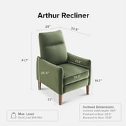 Mopio Arthur Recliner Chair with 3 Positions, Premium Velvet Accent Chair, Mid Century Modern Reading Chair, High Back Padded Support Comfy Sleeper Armchair, Nursery Chair for Living Room, Bedroom