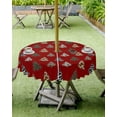 thumbnail image 4 of Western Red Christmas Outdoor Tablecloth - 60x120 Inch Rectangle Dining Table Cover, Xmas Tree Cowboy Christmas Waterproof Outdoor Table Cloth with Umbrella Hole & Zipper for Picnic/Patio, 4 of 6