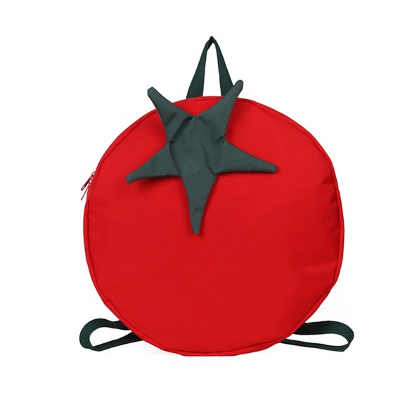 Boyscolos Lightweight Tomato-shaped Backpack with Zipper Closure and Adjustable Strap Cute Kawaii Fruit Backpack for Outdoor Travel as shown One Size