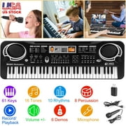 Wallfire 61 Key Keyboard Piano,Digital Music Electronic Keyboard Electric Piano Musical Instrument Kids Learning Keyboard with Microphone For Beginners Kids Girls Boys,Black