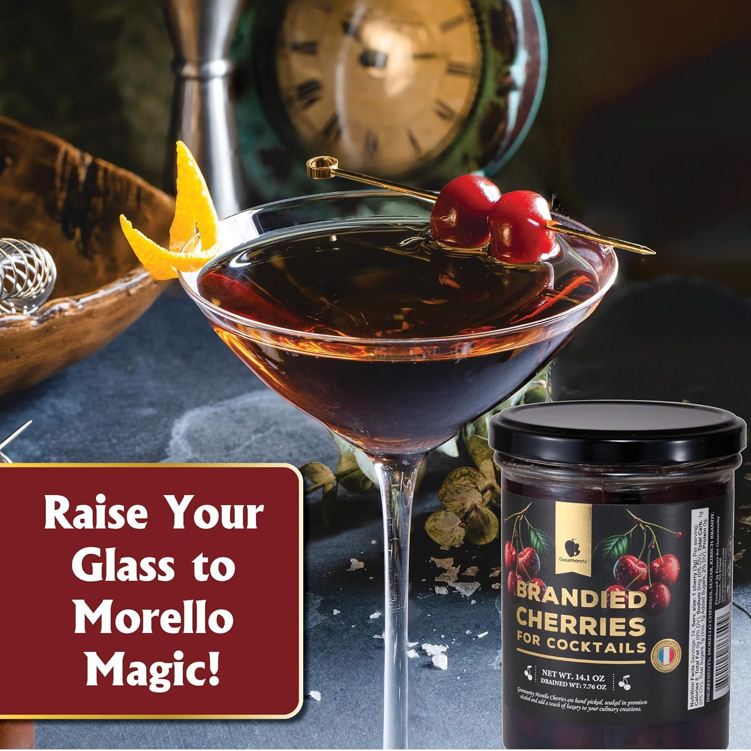 Gourmanity Cocktail Cherries French Morello in Kirsch 14.1oz