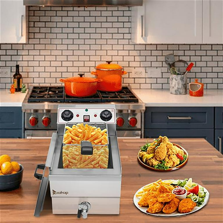 ROVSUN 11.4QT Electric Deep Fryer w/Basket & Lid, Countertop Kitchen Frying  Machine, Temperature Adjustable Stainless Steel French Fryer for French