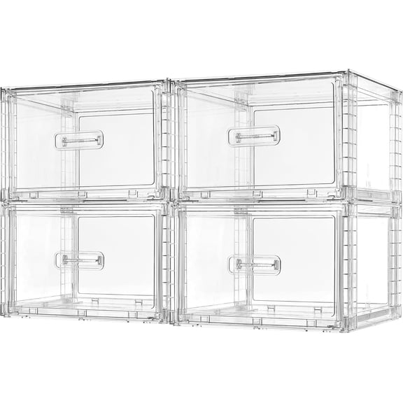 4 Pack Clear Stackable Closet Storage Drawers 15QT, Medium