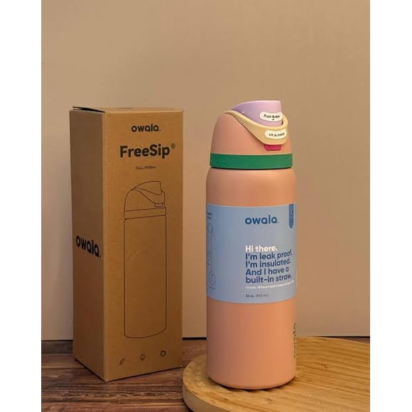 Owala FreeSip: Botella de acero inoxidable aislada con popote, 24 oz (700ml)