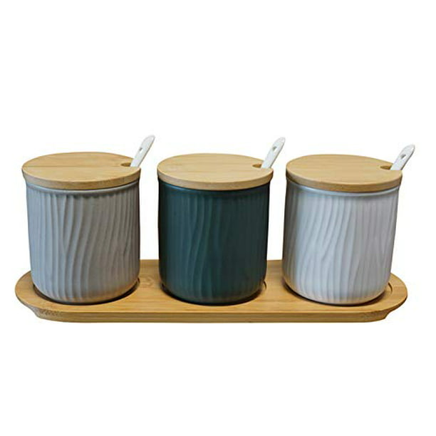 Ceramic E Jars Salt Cellar Canister, Porcelain Food Storage Jars