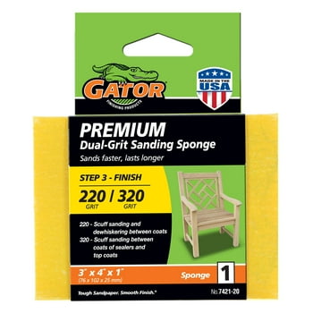 Gator 3"x 4"x 1"Premium Dual-Grit 220/320 Grit Sanding Sponge Block