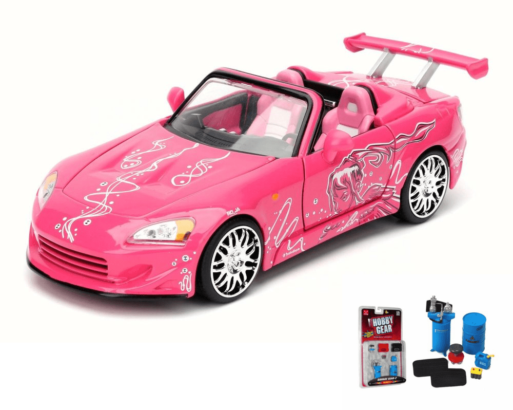 pink toy car garage