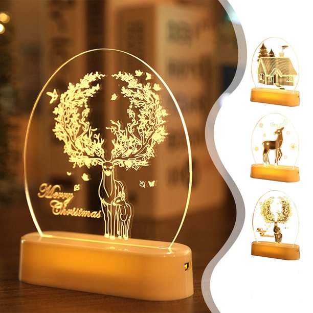onlyliua Ofertas Del Día Por Tiempo Limitado Luz de Noche Navideña Regalo de Navidad Lámpara de Mesa con Luz Ambiental para Mesita de Noche Regalo para Niños Regalo Festivo