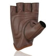 thumbnail image 5 of Men's Leather Driving Gloves Fingerless Bus Driver Gloves Vegan Pu Leather Half Finger Fashion Classic Gloves New Brown-L, 5 of 5
