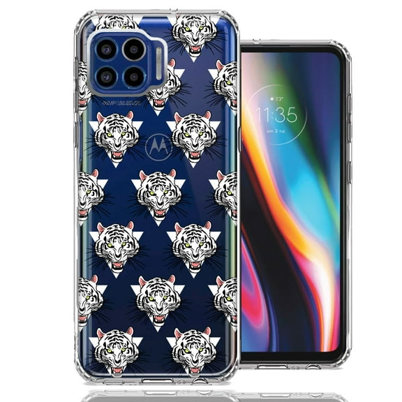 MUNDAZE For Motorola One 5G Fierce Tiger Polkadots Design Double Layer Phone Case Cover